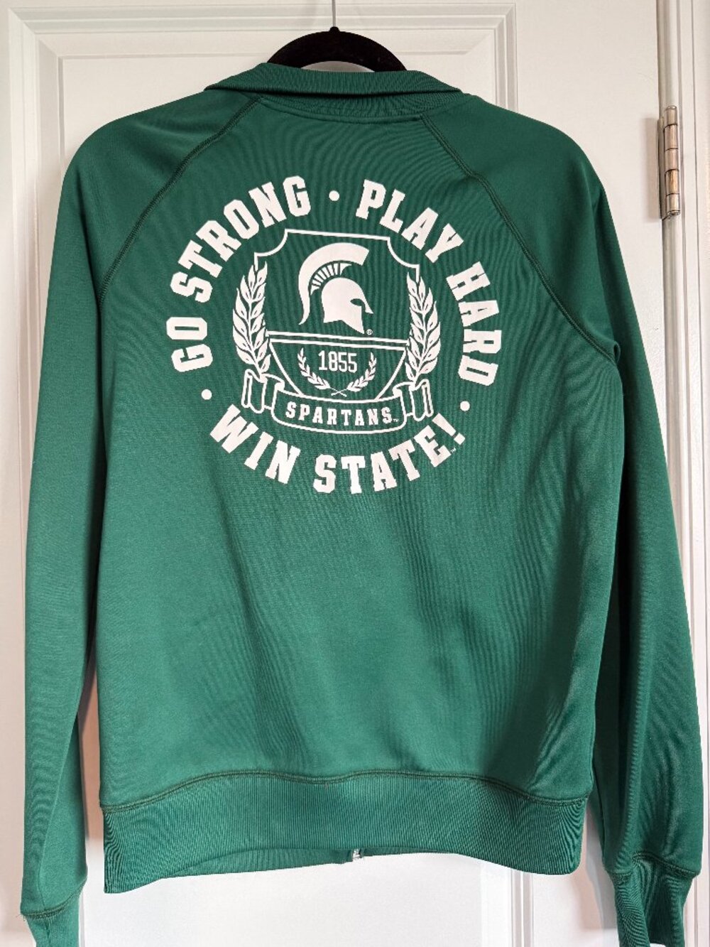 VS PINK Michigan State Spartans Track Jacket Full Zip Small Green Go Green